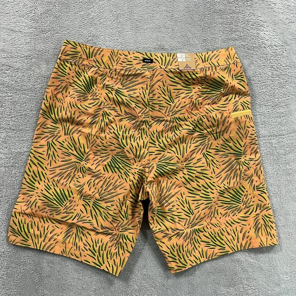 prAna Men Rock Shock Boardshort 31 Aura Glow Fronds Inseam 8